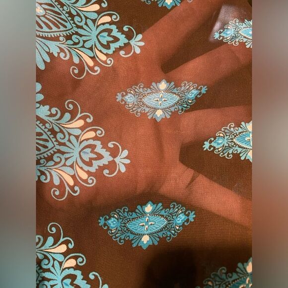 Apt 9 Women’s Cap Sleeve Tie Neck Top Size L Brown and Blue Layered - Picture 7 of 8